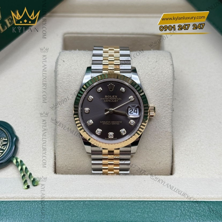 Kỳ Lân Luxury rolex datejust 31 278273 mat xam kim cuong 8 Đồng hồ Rolex Datejust 31 mặt xám đính kim 278273-0022