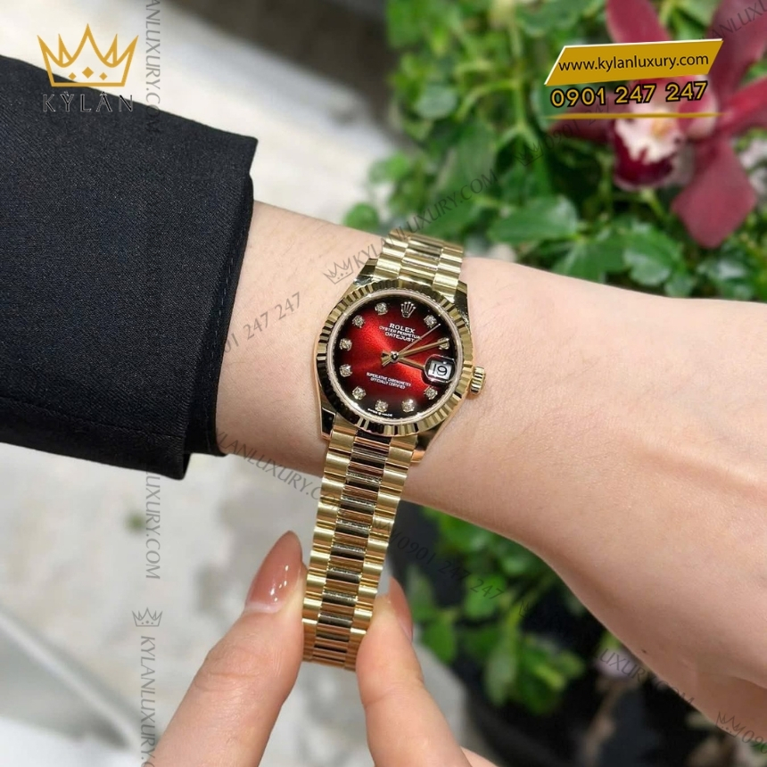 Kỳ Lân Luxury rolex datejust 31 278278 0049 mat do ombre 5 Đồng hồ Rolex Datejust 31 mặt đỏ ombré 278278-0049