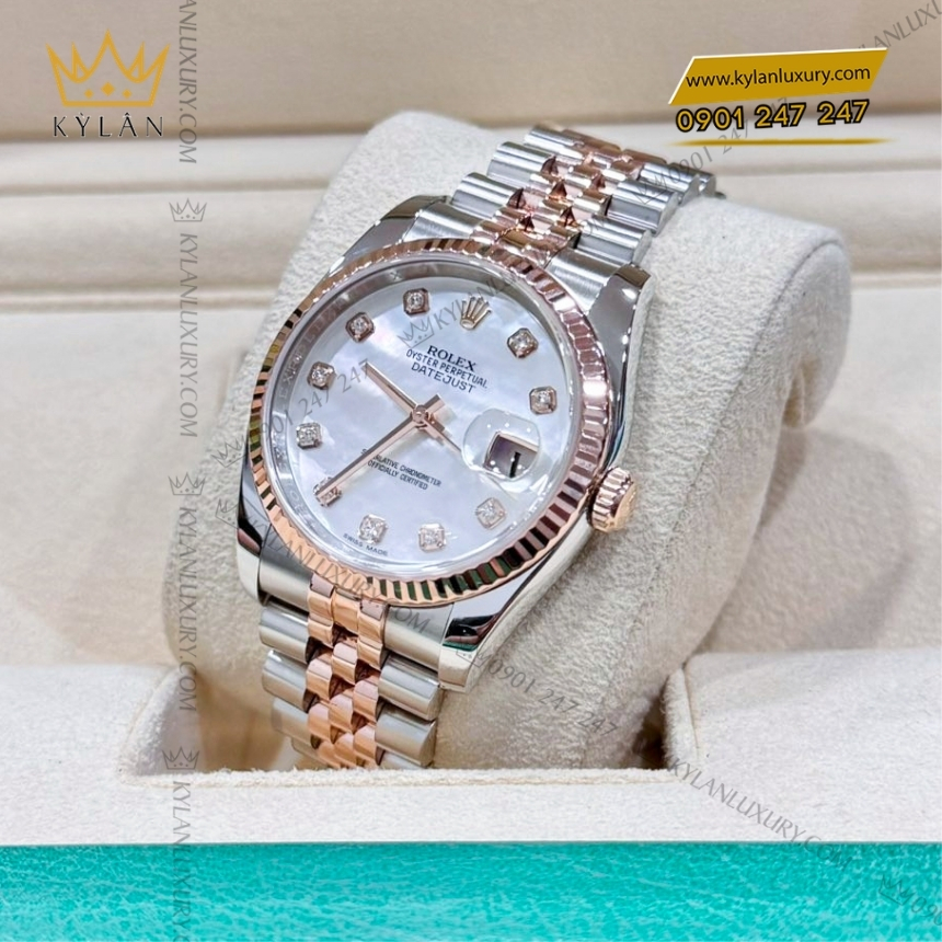 Kỳ Lân Luxury rolex datejust 36 116231 0021 mop kim cuong 8 Đồng hồ Rolex Datejust 36 mặt số xà cừ 116231-0021