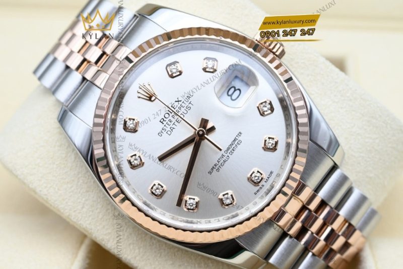 Đồng hồ Rolex Datejust mặt số bạc kim cương 116231