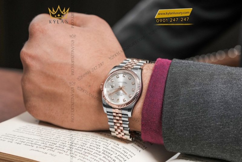 Đồng hồ Rolex Datejust mặt số bạc kim cương 116231