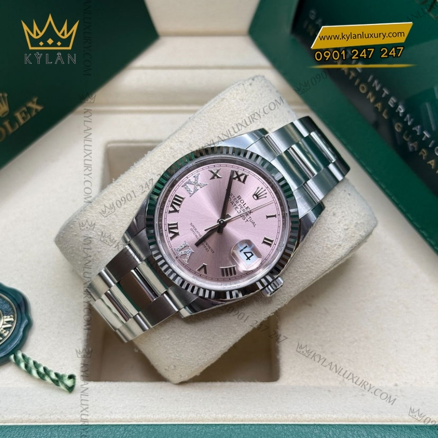Kỳ Lân Luxury rolex datejust 36 126234 0032 hong la ma 5 Đồng hồ Rolex Datejust 36 mặt hồng La Mã 126234-0032