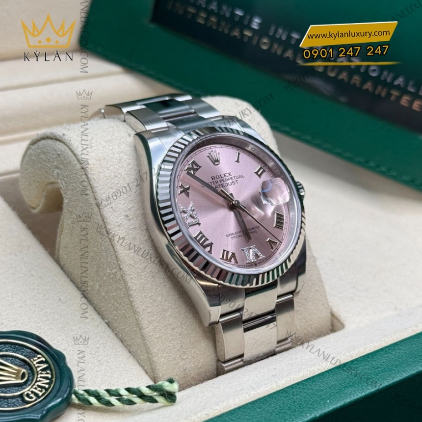 Kỳ Lân Luxury rolex datejust 36 126234 0032 hong la ma 9 Đồng hồ Rolex Datejust 36 mặt hồng La Mã 126234-0032
