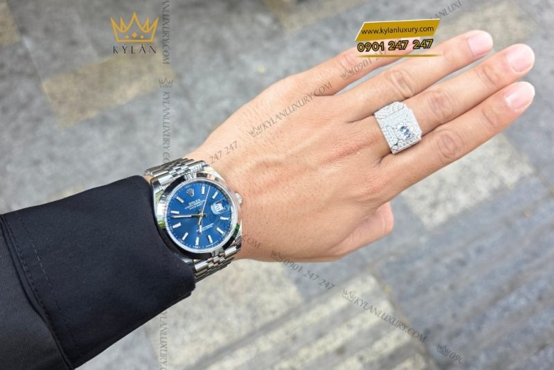 Đồng hồ Rolex Datejust 41 mặt xanh dương cọc dạ quang 126300-0002