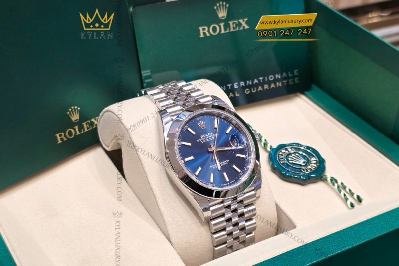 Đồng hồ Rolex Datejust 41 mặt xanh dương cọc dạ quang 126300-0002