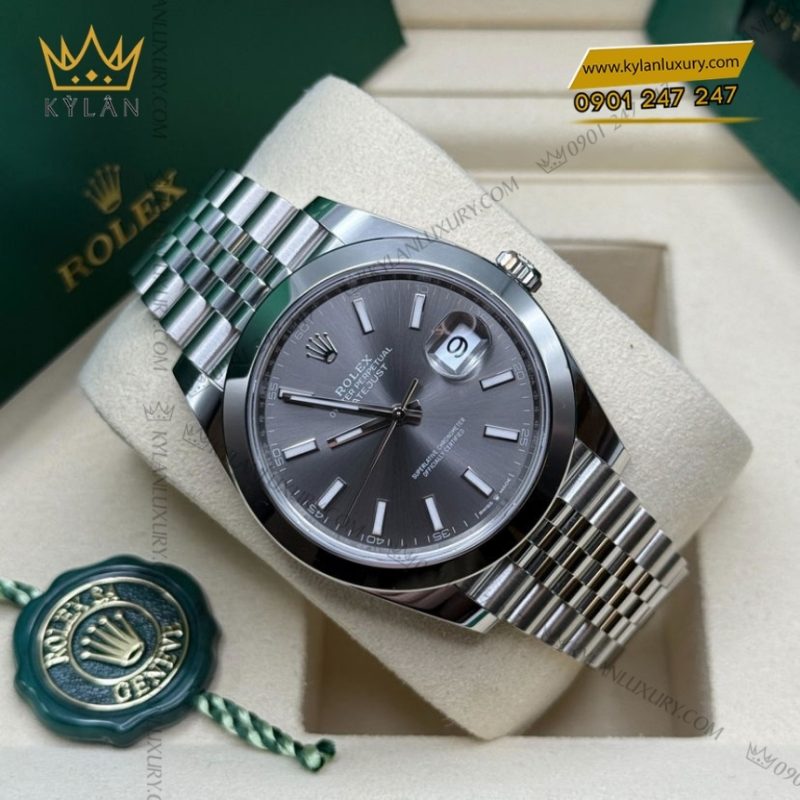 Đồng hồ Rolex Datejust 41 mặt xám cọc dạ quang 126300-0008