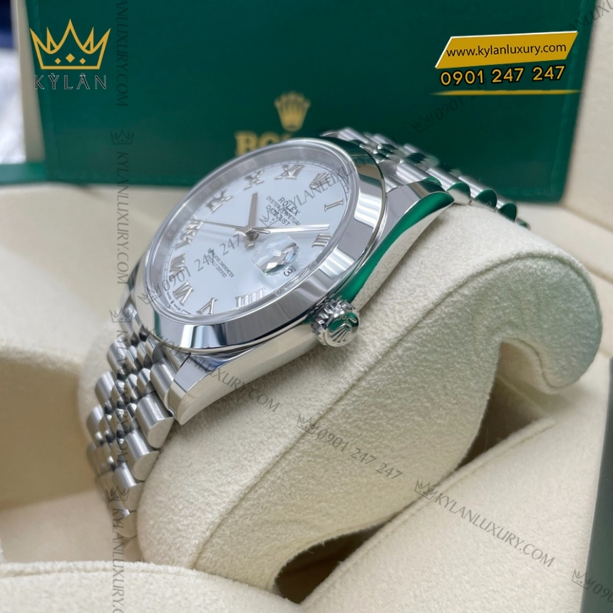Kỳ Lân Luxury rolex datejust 41 126300 0016 trang la ma 5 Đồng hồ Rolex Datejust 41 mặt trắng La Mã 126300-0016