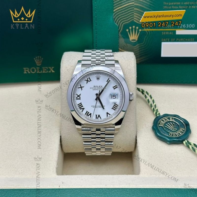 Đồng hồ Rolex Datejust 41 mặt trắng La Mã 126300-0016
