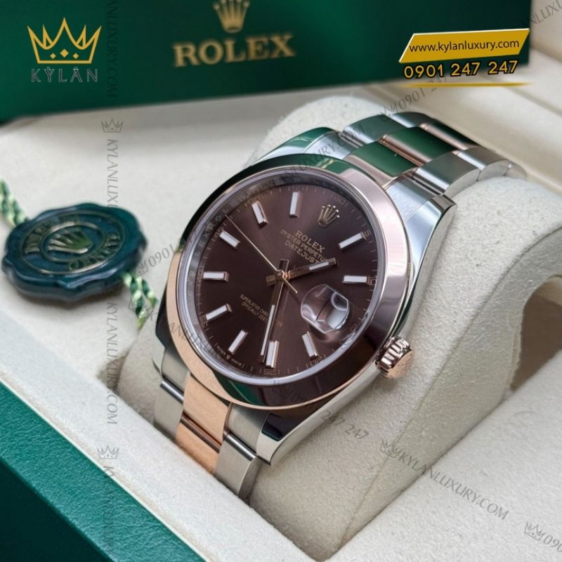 Đồng hồ Rolex Datejust 41 chocolate cọc dạ quang 126301-0001