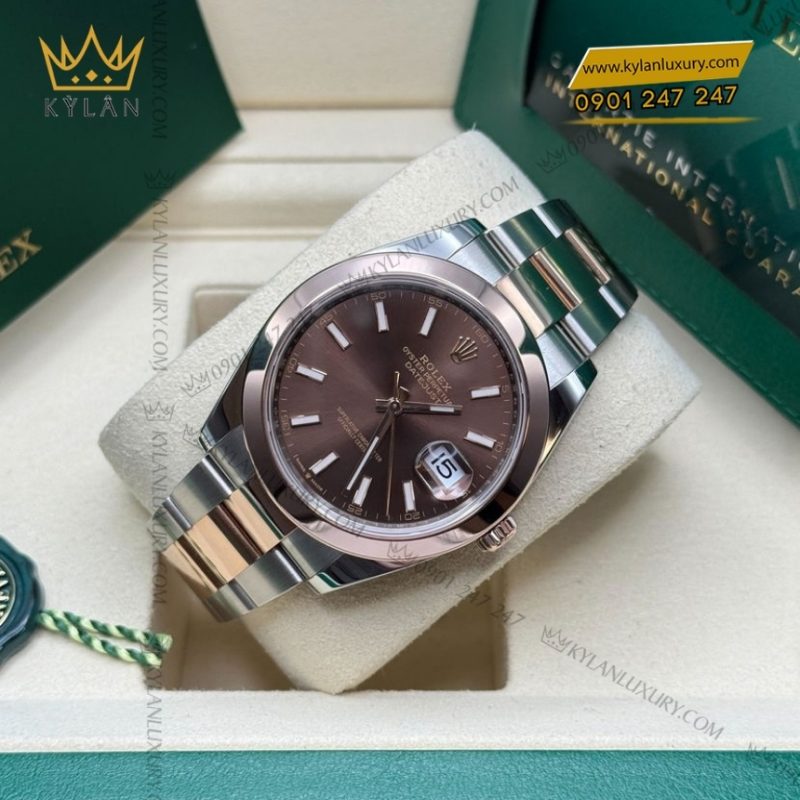 Đồng hồ Rolex Datejust 41 chocolate cọc dạ quang 126301-0001
