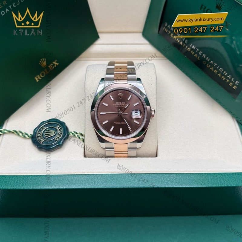 Đồng hồ Rolex Datejust 41 chocolate cọc dạ quang 126301-0001