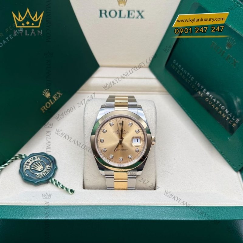 Đồng hồ Rolex Datejust 41 mặt champagne kim cương 126303-0011
