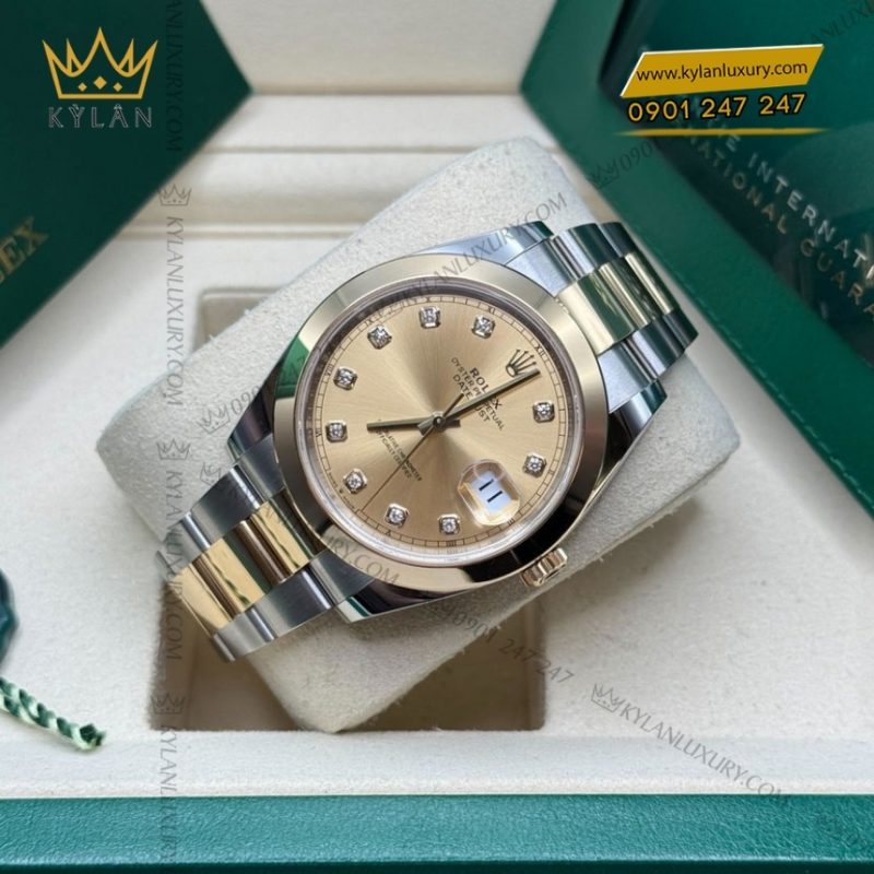 Đồng hồ Rolex Datejust 41 mặt champagne kim cương 126303-0011