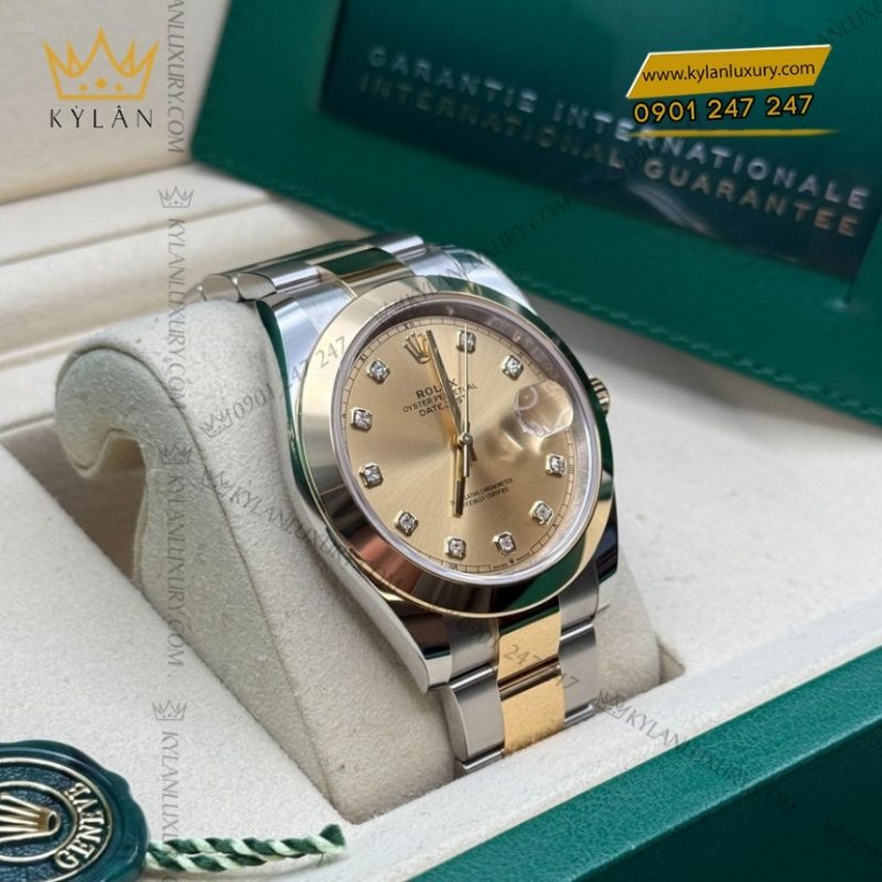 Đồng hồ Rolex Datejust 41 mặt champagne kim cương 126303-0011