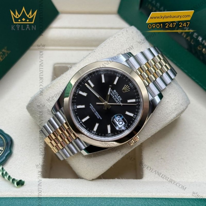 Đồng hồ Rolex Datejust 41 mặt đen cọc dạ quang 126303-0014