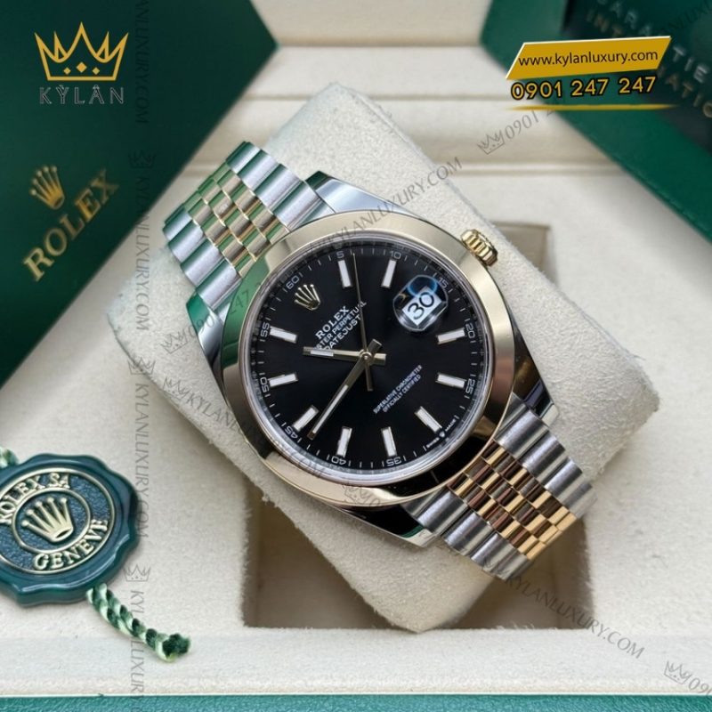 Đồng hồ Rolex Datejust 41 mặt đen cọc dạ quang 126303-0014