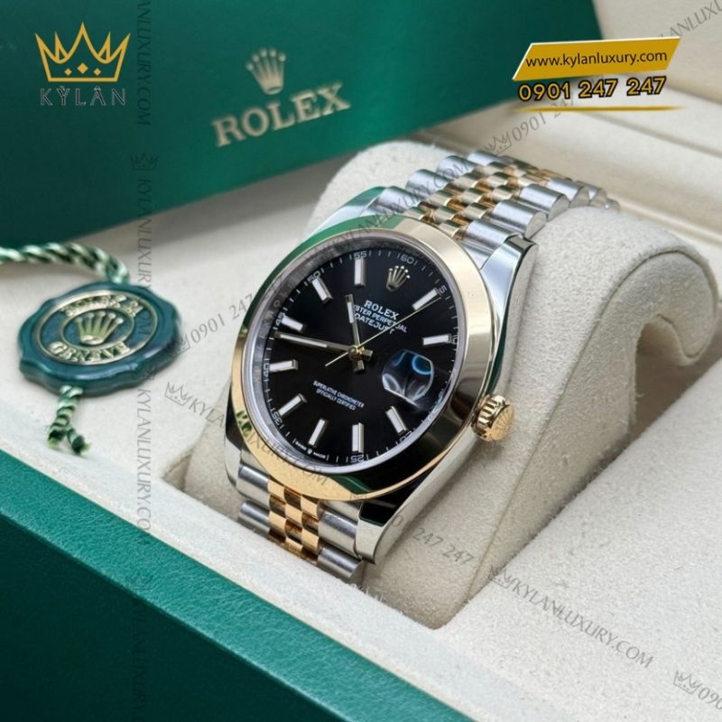 Đồng hồ Rolex Datejust 41 mặt đen cọc dạ quang 126303-0014