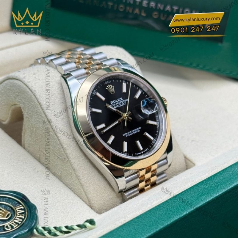 Đồng hồ Rolex Datejust 41 mặt đen cọc dạ quang 126303-0014