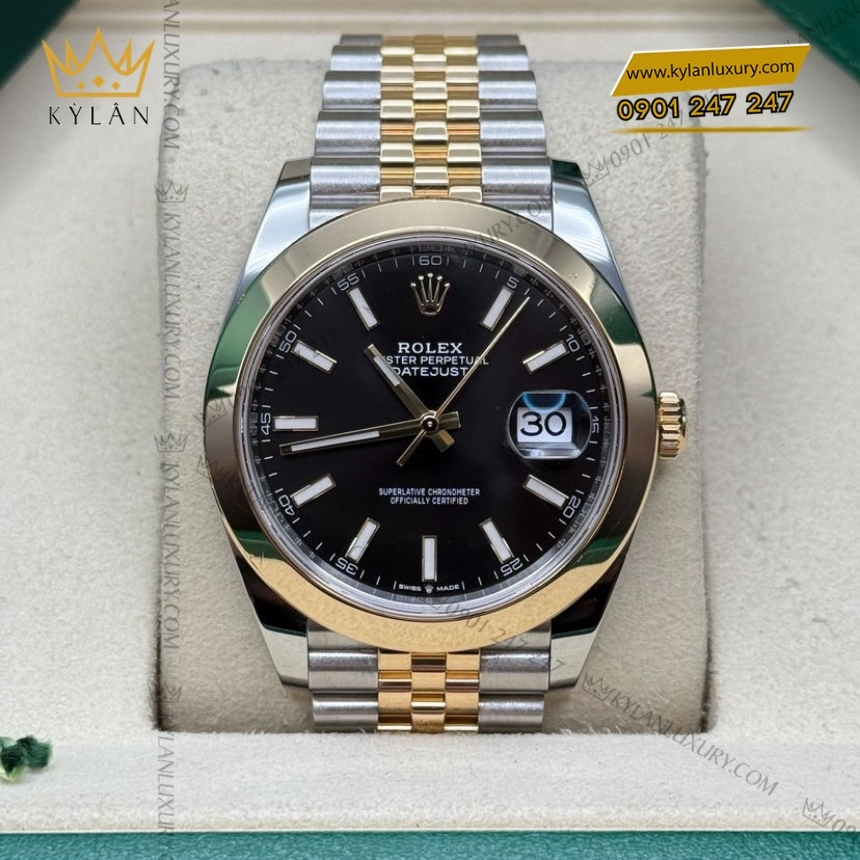 Kỳ Lân Luxury rolex datejust 41 126303 0014 mat den da quang 9 Đồng hồ Rolex Datejust 41 mặt đen cọc dạ quang 126303-0014