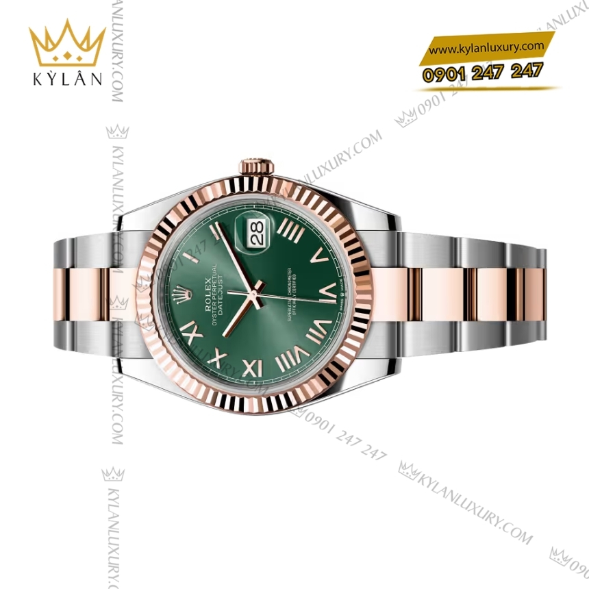 Kỳ Lân Luxury rolex datejust 41 126331 0021 mat xanh mint 2 Đồng hồ Rolex Datejust 41 mặt xanh mint La Mã 126331-0021
