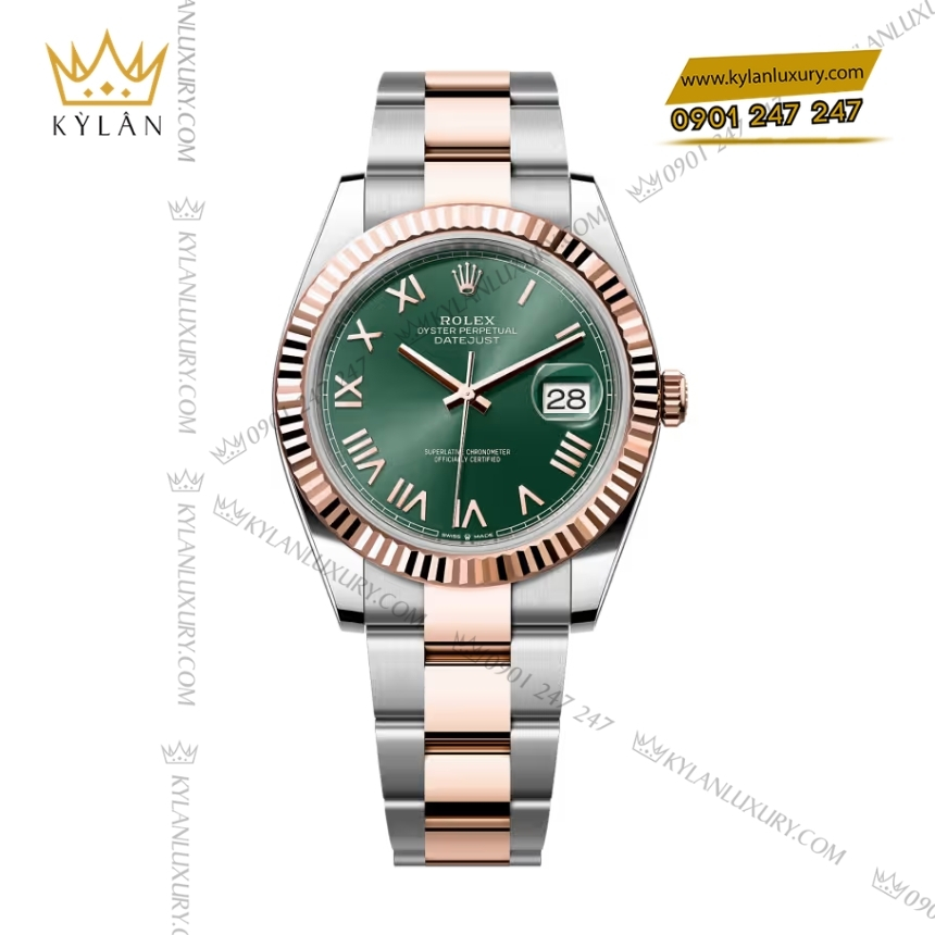 Kỳ Lân Luxury rolex datejust 41 126331 0021 mat xanh mint 3 Đồng hồ Rolex Datejust 41 mặt xanh mint La Mã 126331-0021