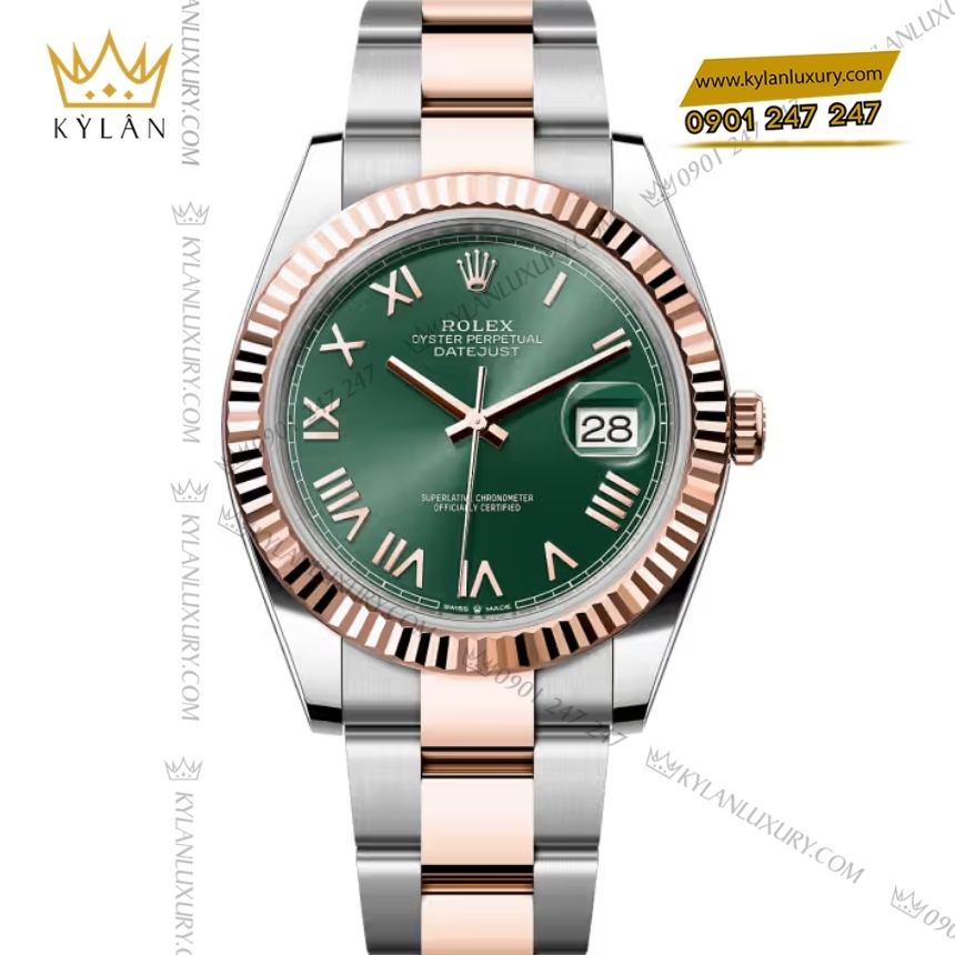Kỳ Lân Luxury rolex datejust 41 126331 0021 mat xanh mint 4 Đồng hồ Rolex Datejust 41 mặt xanh mint La Mã 126331-0021