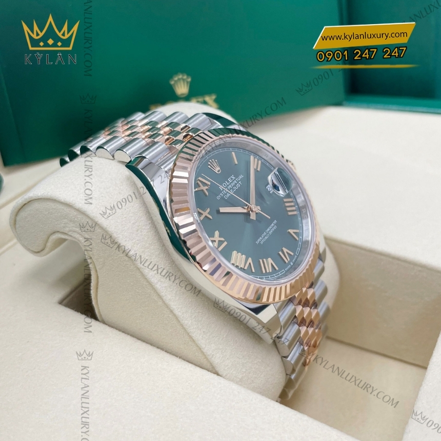 Kỳ Lân Luxury rolex datejust 41 126331 0022 xanh mint 2 1 Đồng hồ Rolex Datejust 41 mặt số xanh mint 126331-0022