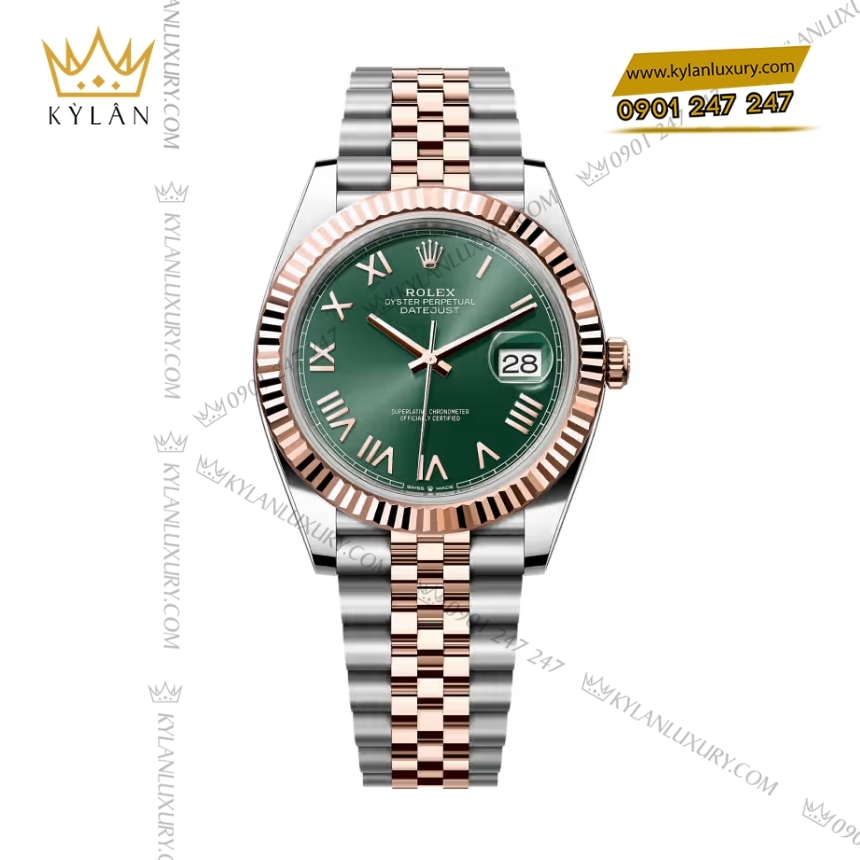 Kỳ Lân Luxury rolex datejust 41 126331 0022 xanh mint 3 Đồng hồ Rolex Datejust 41 mặt số xanh mint 126331-0022