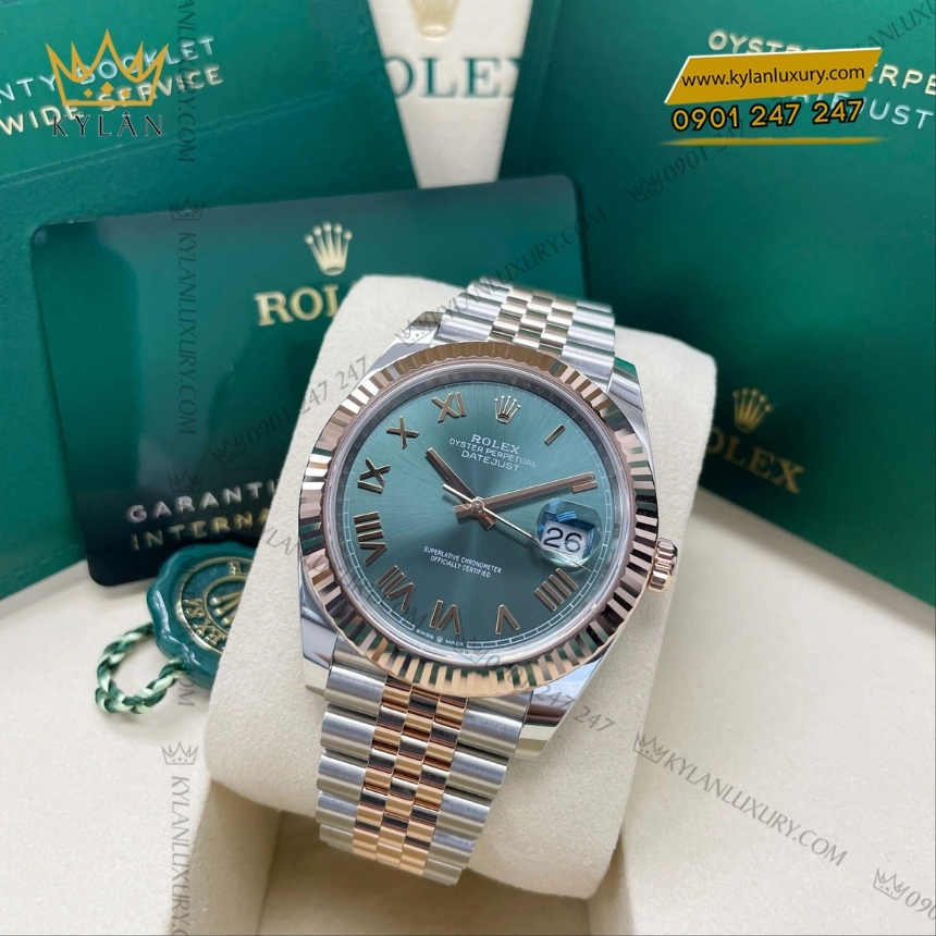 Kỳ Lân Luxury rolex datejust 41 126331 0022 xanh mint 8 Đồng hồ Rolex Datejust 41 mặt số xanh mint 126331-0022