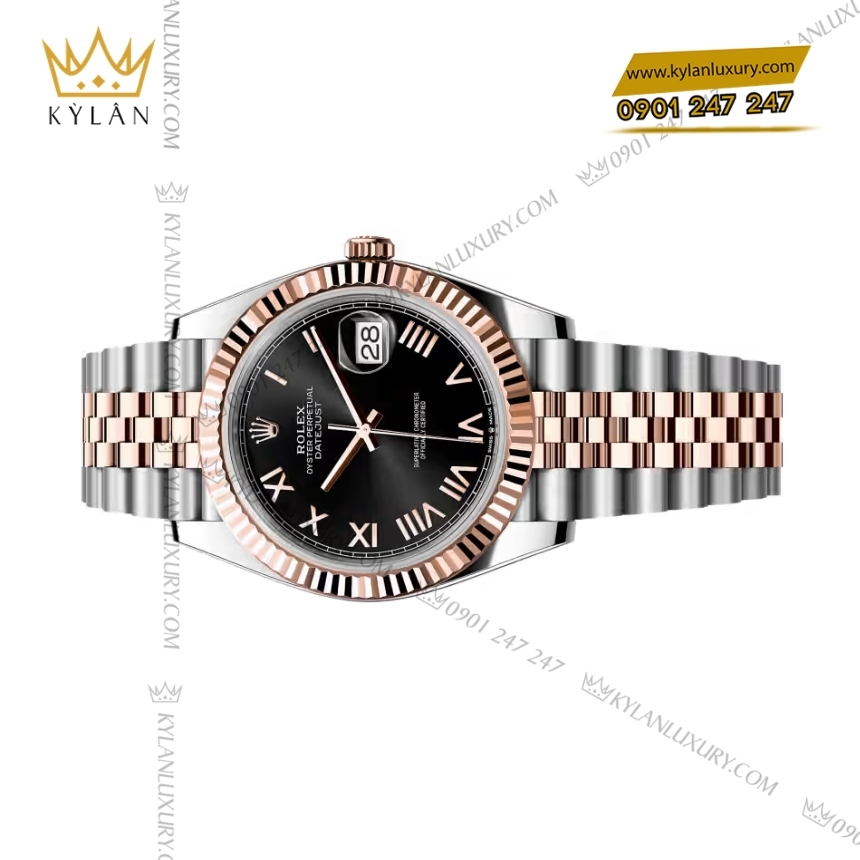 Kỳ Lân Luxury rolex datejust 41 126331 0024 mat den la ma 2 Đồng hồ Rolex Datejust 41 mặt đen La Mã 126331-0024
