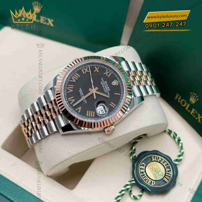 Kỳ Lân Luxury rolex datejust 41 126331 0024 mat den la ma 4 1 Đồng hồ Rolex Datejust 41 mặt đen La Mã 126331-0024