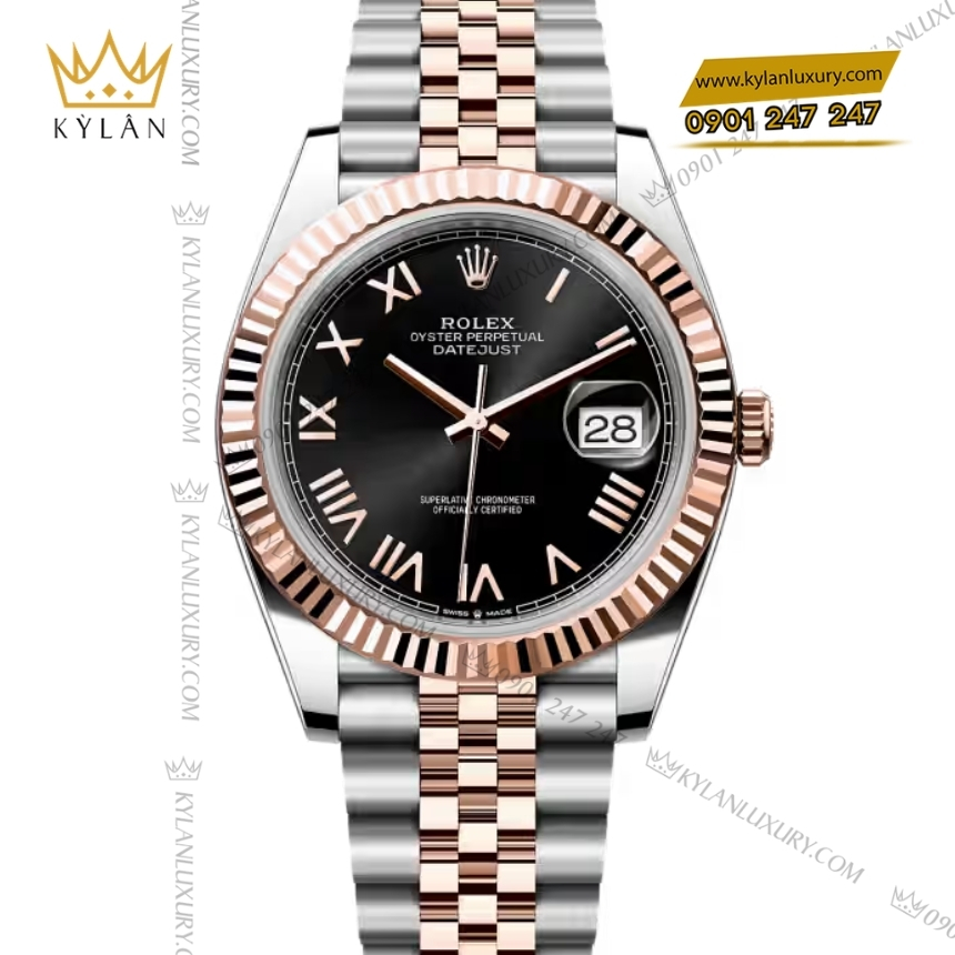 Kỳ Lân Luxury rolex datejust 41 126331 0024 mat den la ma 4 Đồng hồ Rolex Datejust 41 mặt đen La Mã 126331-0024