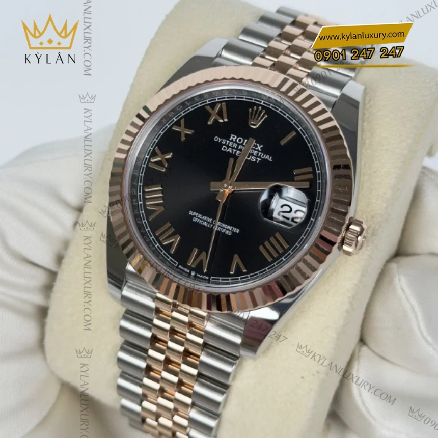 Kỳ Lân Luxury rolex datejust 41 126331 0024 mat den la ma 6 Đồng hồ Rolex Datejust 41 mặt đen La Mã 126331-0024