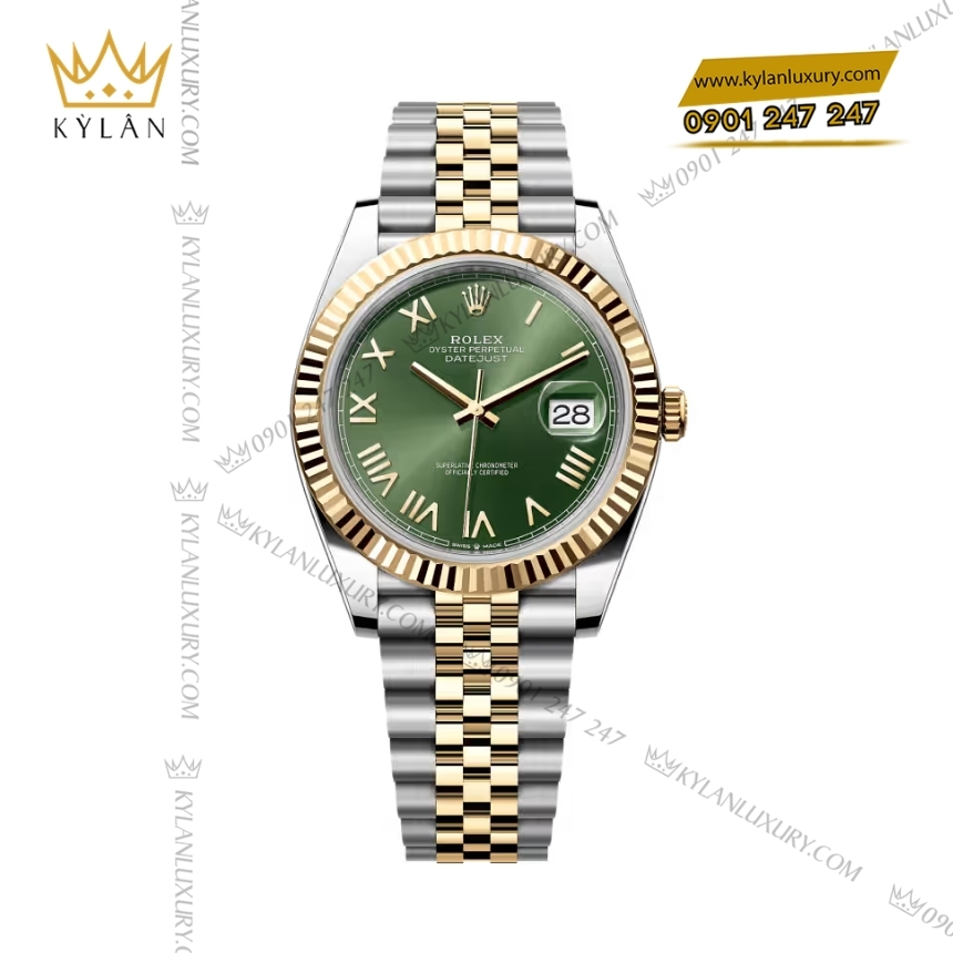 Kỳ Lân Luxury rolex datejust 41 126333 0024 olive 2 Đồng hồ Rolex Datejust 41 Olive La Mã 126333-0024