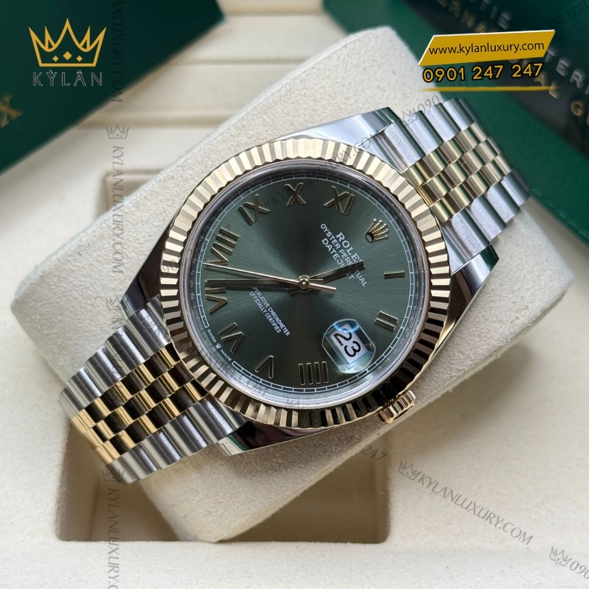 Kỳ Lân Luxury rolex datejust 41 126333 0024 olive 4 1 Đồng hồ Rolex Datejust 41 Olive La Mã 126333-0024
