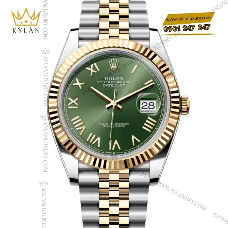 Đồng hồ Rolex Datejust 41 Olive La Mã 126333-0024