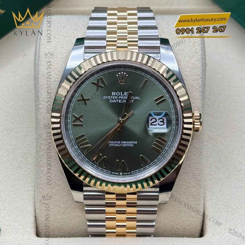 Kỳ Lân Luxury rolex datejust 41 126333 0024 olive 5 Đồng hồ Rolex Datejust 41 Olive La Mã 126333-0024