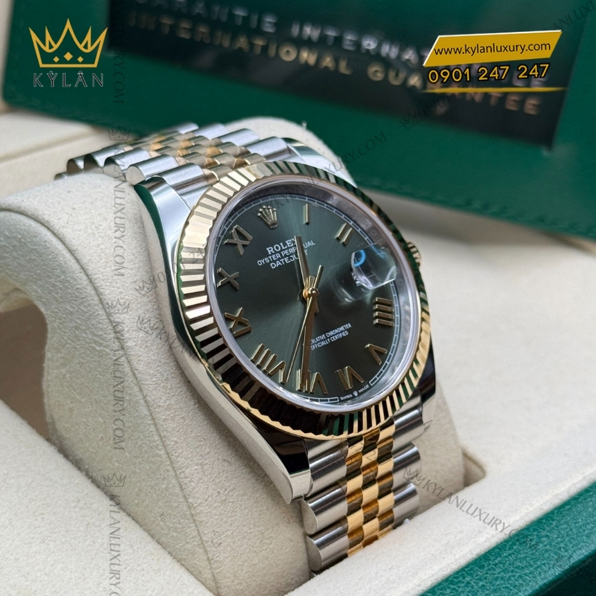 Kỳ Lân Luxury rolex datejust 41 126333 0024 olive 6 Đồng hồ Rolex Datejust 41 Olive La Mã 126333-0024