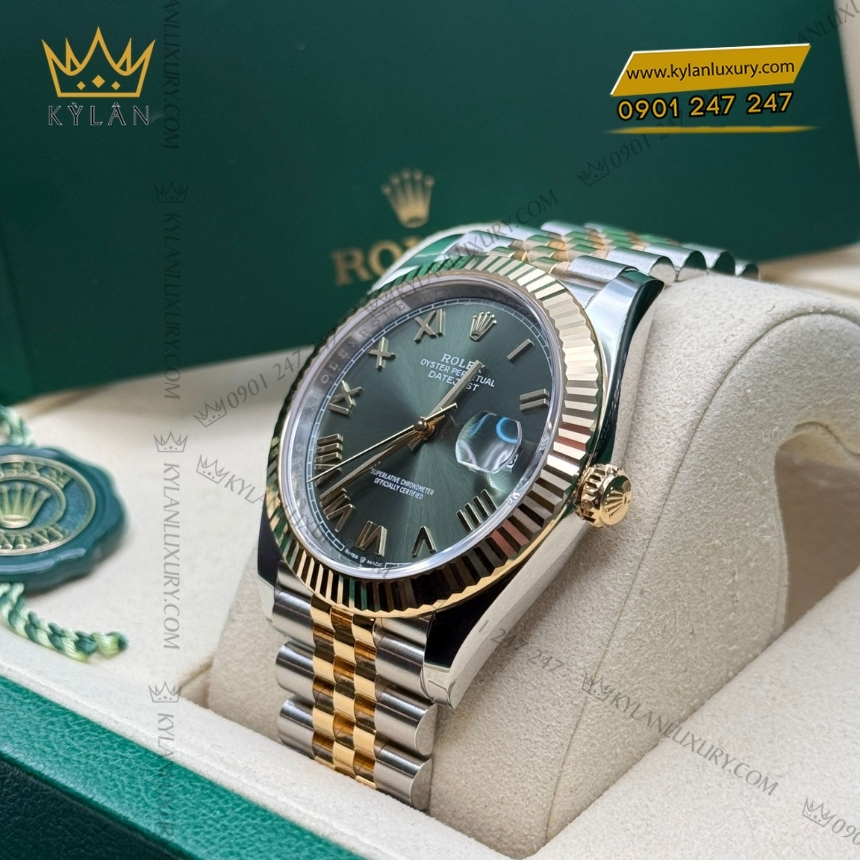 Kỳ Lân Luxury rolex datejust 41 126333 0024 olive 9 Đồng hồ Rolex Datejust 41 Olive La Mã 126333-0024