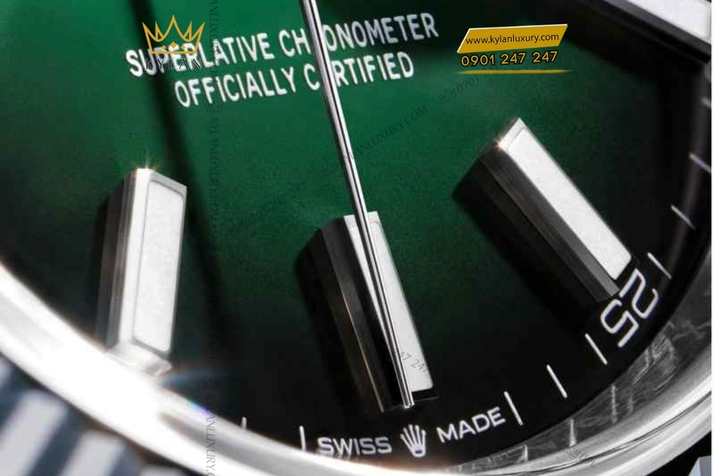 Kỳ Lân Luxury rolex datejust 41 126334 0033 xanh ombre da quang 3 Đồng hồ Rolex Datejust 41 mặt xanh ombré dạ quang 126334-0033