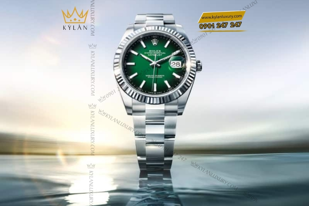 Kỳ Lân Luxury rolex datejust 41 126334 0033 xanh ombre da quang 4 Đồng hồ Rolex Datejust 41 mặt xanh ombré dạ quang 126334-0033
