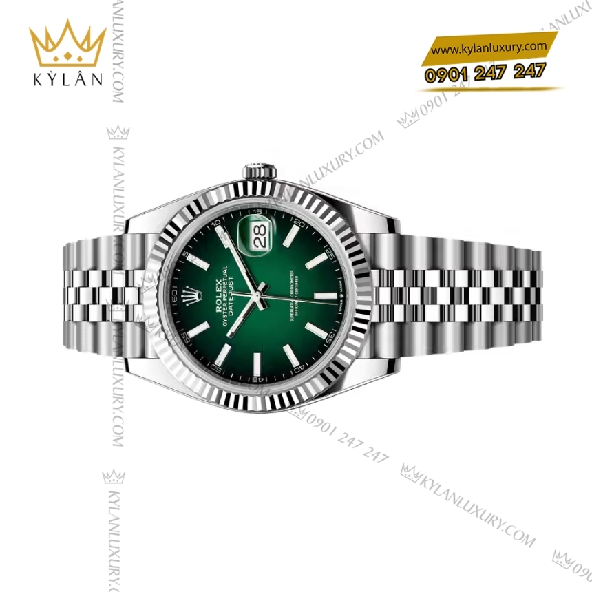Kỳ Lân Luxury rolex datejust 41 126334 0034 xanh ombre 2 Đồng hồ Rolex Datejust 41 mặt xanh ombré 126334-0034