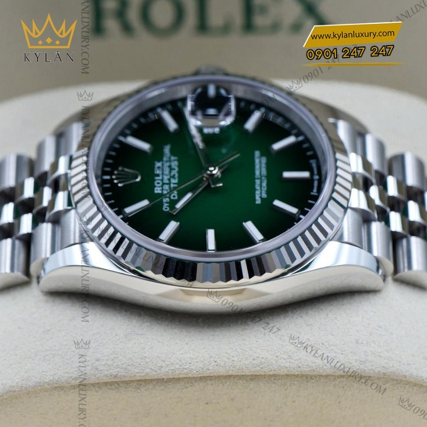 Kỳ Lân Luxury rolex datejust 41 126334 0034 xanh ombre 3 1 Đồng hồ Rolex Datejust 41 mặt xanh ombré 126334-0034