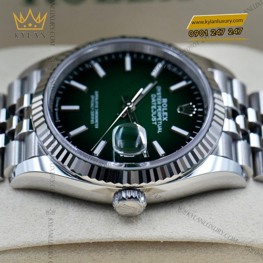Kỳ Lân Luxury rolex datejust 41 126334 0034 xanh ombre 4 1 Đồng hồ Rolex Datejust 41 mặt xanh ombré 126334-0034