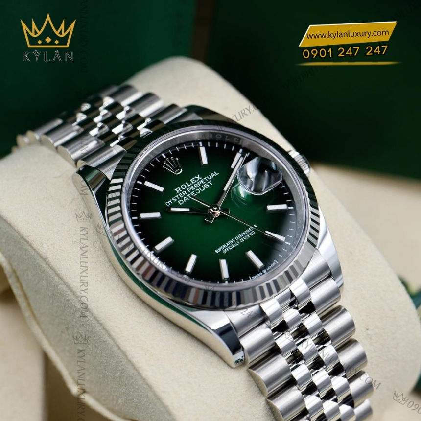 Kỳ Lân Luxury rolex datejust 41 126334 0034 xanh ombre 6 Đồng hồ Rolex Datejust 41 mặt xanh ombré 126334-0034