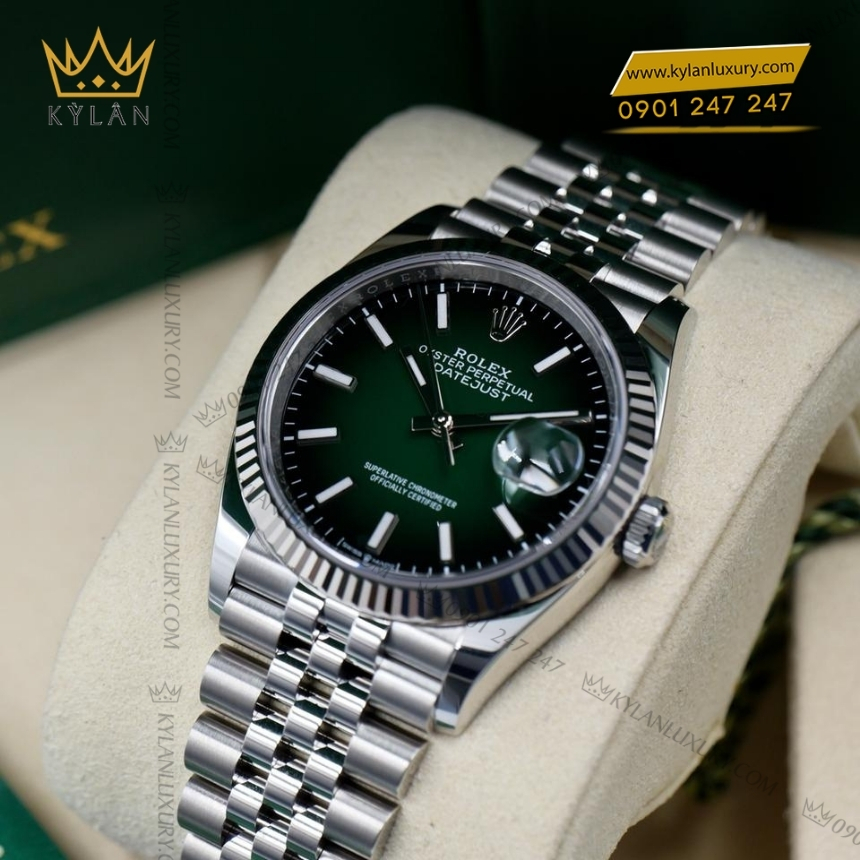 Kỳ Lân Luxury rolex datejust 41 126334 0034 xanh ombre 9 Đồng hồ Rolex Datejust 41 mặt xanh ombré 126334-0034