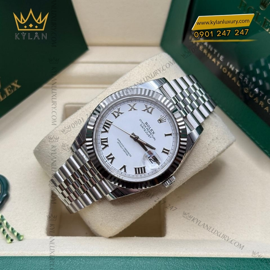 Kỳ Lân Luxury rolex datejust 41 126334 0036 trang la ma 5 Đồng hồ Rolex Datejust 41 mặt trắng La Mã 126334-0036