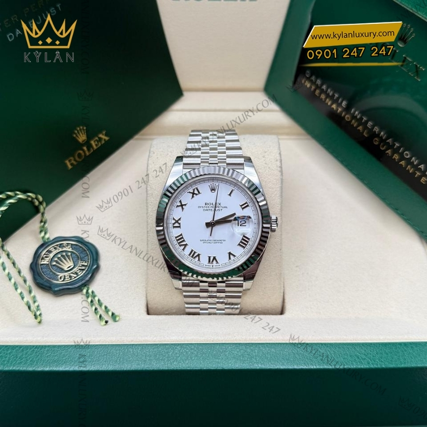 Kỳ Lân Luxury rolex datejust 41 126334 0036 trang la ma 6 Đồng hồ Rolex Datejust 41 mặt trắng La Mã 126334-0036