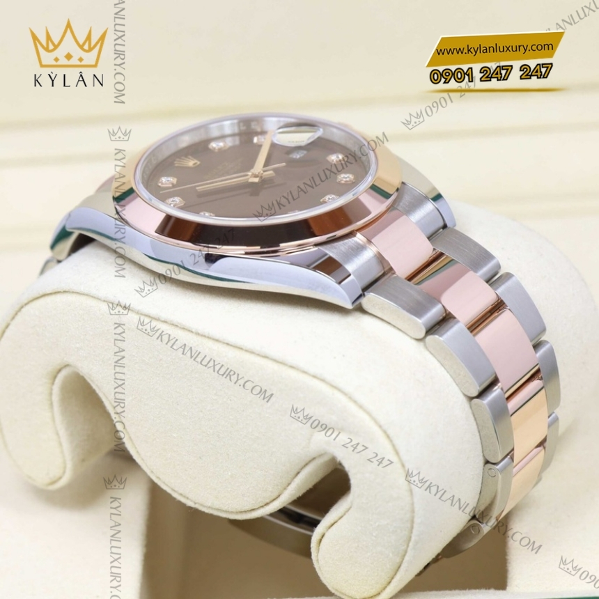 Kỳ Lân Luxury rolex datejust 41 choco kim cuong 126301 0003 3 Đồng hồ Rolex Datejust 41 chocolate cọc kim cương 126301-0003