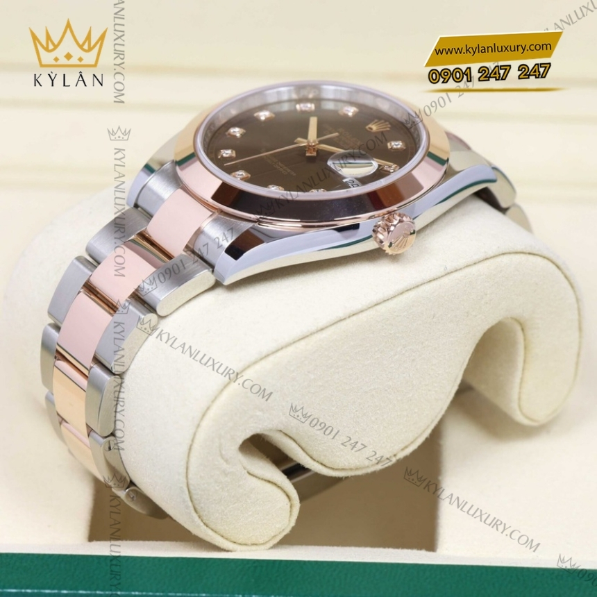 Kỳ Lân Luxury rolex datejust 41 choco kim cuong 126301 0003 4 Đồng hồ Rolex Datejust 41 chocolate cọc kim cương 126301-0003